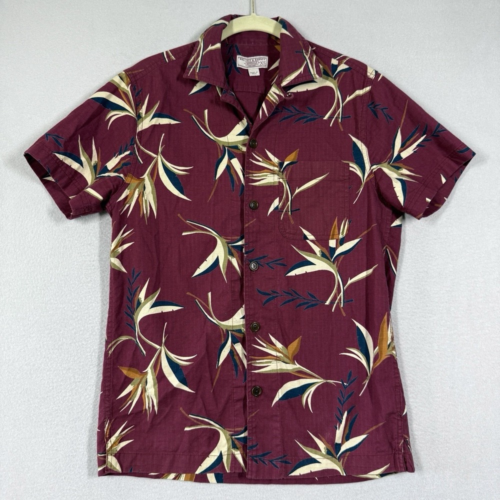 Wallace and Barnes Shirt Mens XS Camp Loop Collar Floral Print Ripstop Hawaiian